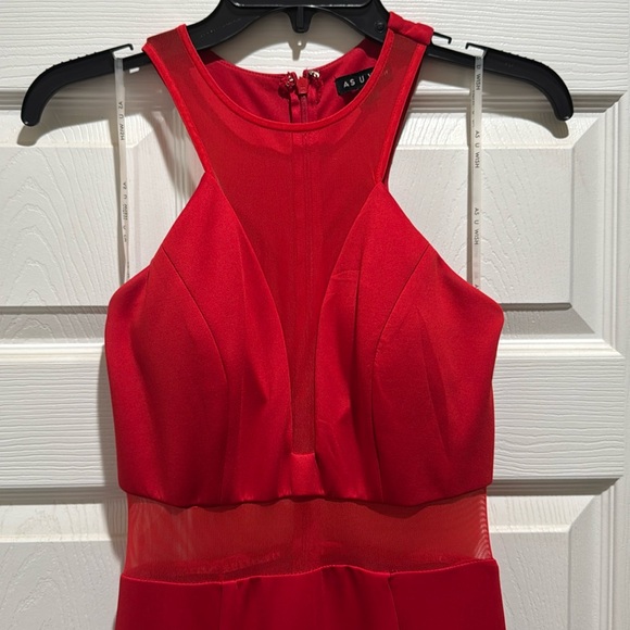 As U Wish candy apple red halter formal gown - Picture 1 of 7